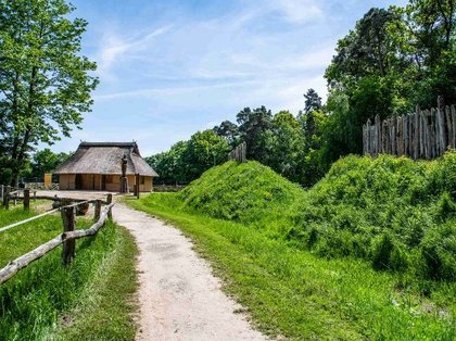 Ein Fußweg durch eine parkähnliche Landschaft in Twistringen