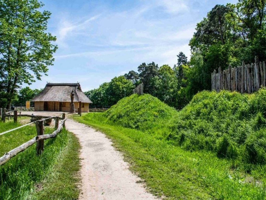 Ein Fußweg durch eine parkähnliche Landschaft in Twistringen