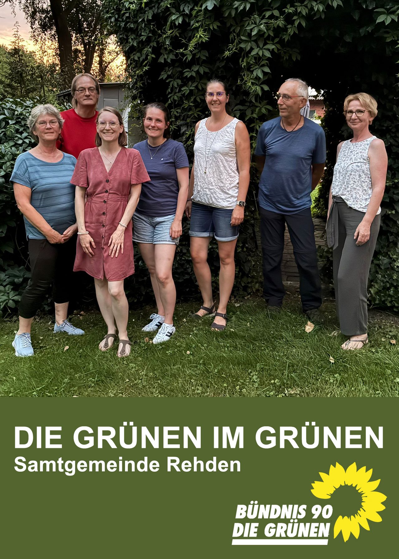 Gruppenbild der Ortsgruppe Rehden mit der Beschriftung Die Grünen im Grünen Samtgemeinde Rehden
